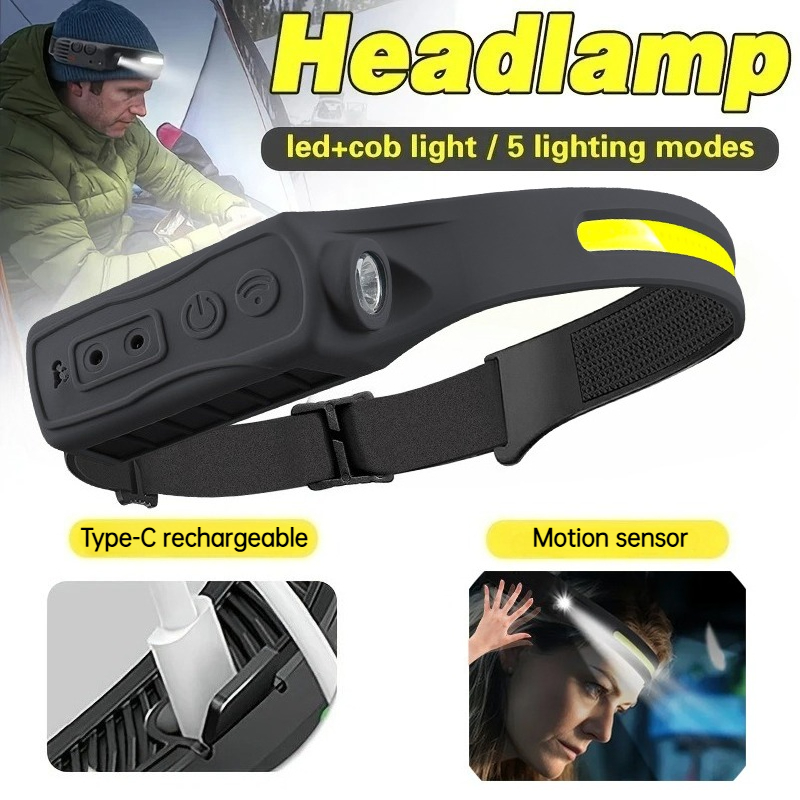 Outdoor Power Head - Мощный COB светодиодный сенсорный налобный фонарь,