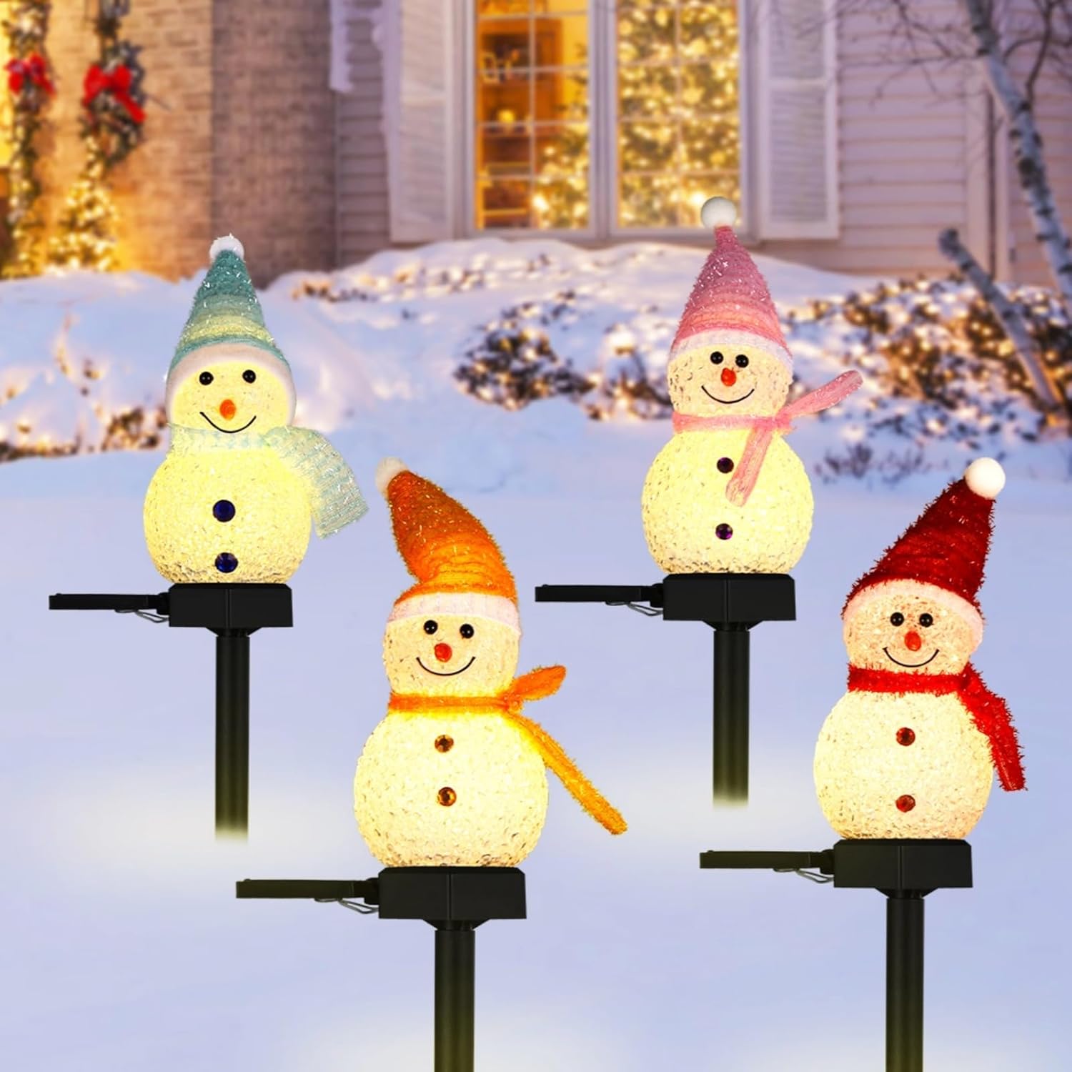 Outdoor Power For Xmas Lights - Светодиодный солнечный садовый светильник со снеговиком,