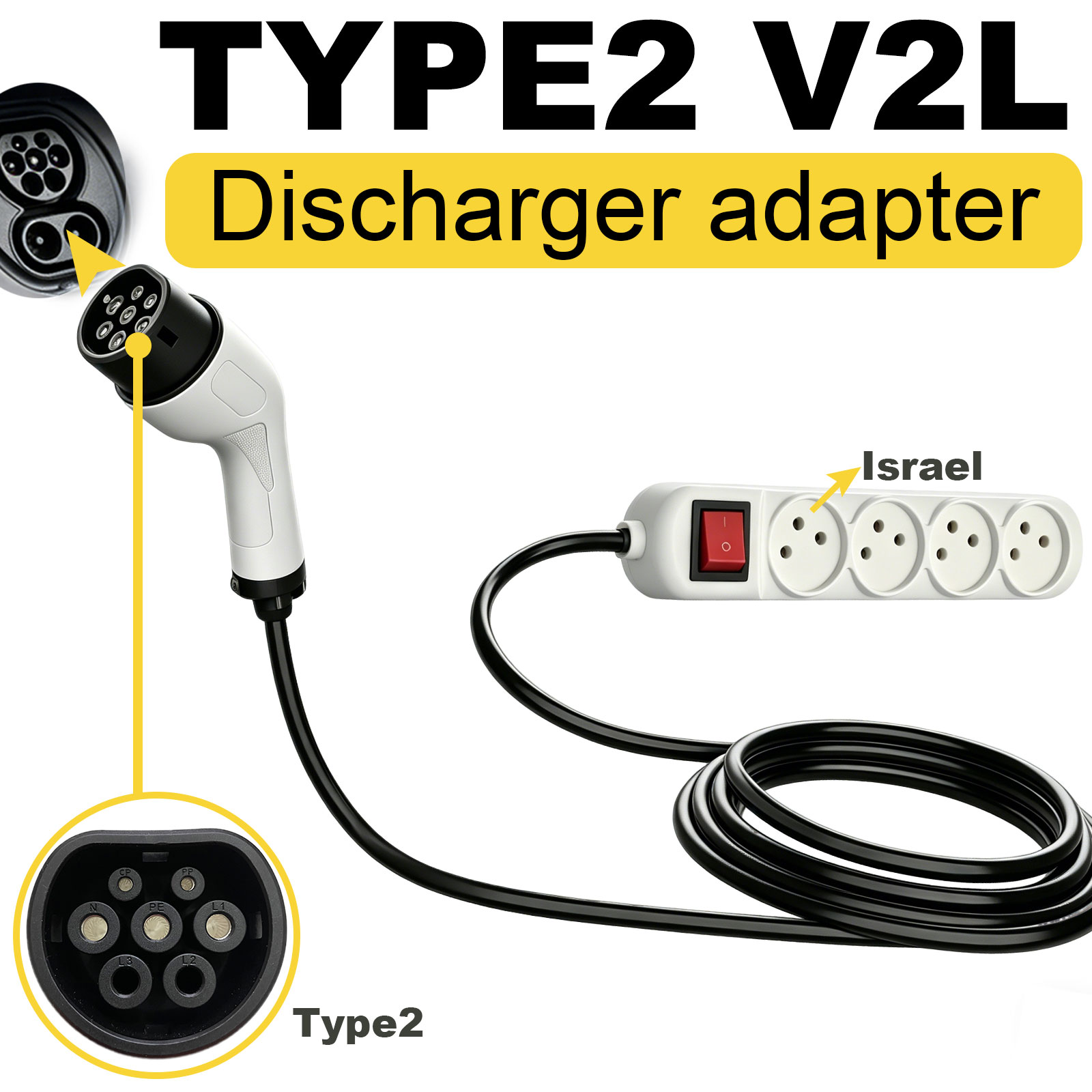 Outdoor Power Hub - Адаптер для разрядки Type2 V2L (израильская