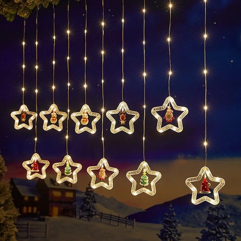 Outdoor Power For Xmas Lights - Светодиодная гирлянда-занавес в виде звезд, работающая