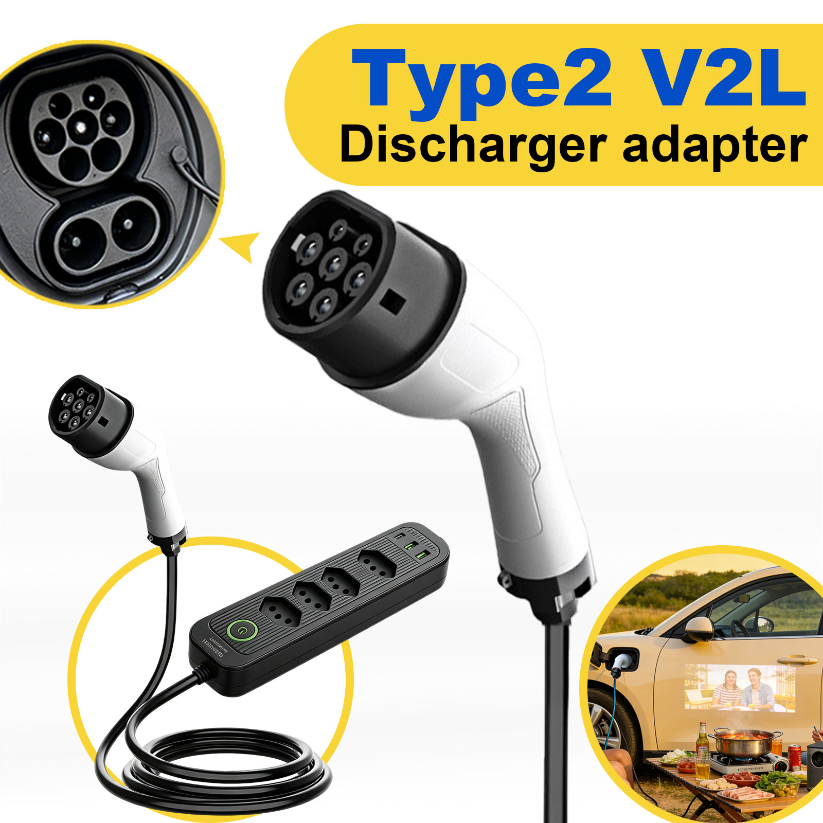 Адаптер для разрядки Type2 V2L – обзор и цена Outdoor Power Hub