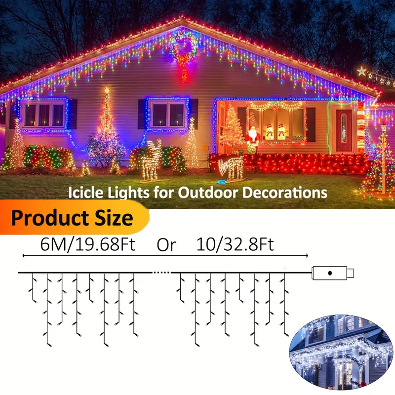 Солнечные гирлянды-сосульки дл – обзор и цена Outdoor Power For Xmas Lights