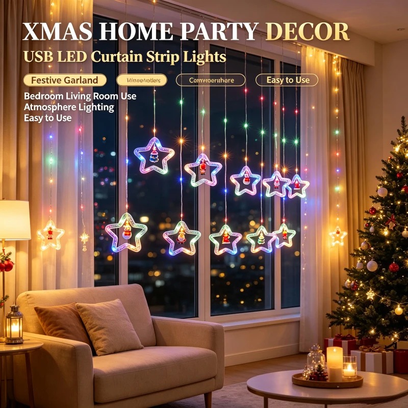 Светодиодная гирлянда-занавес  – обзор и цена Outdoor Power For Xmas Lights